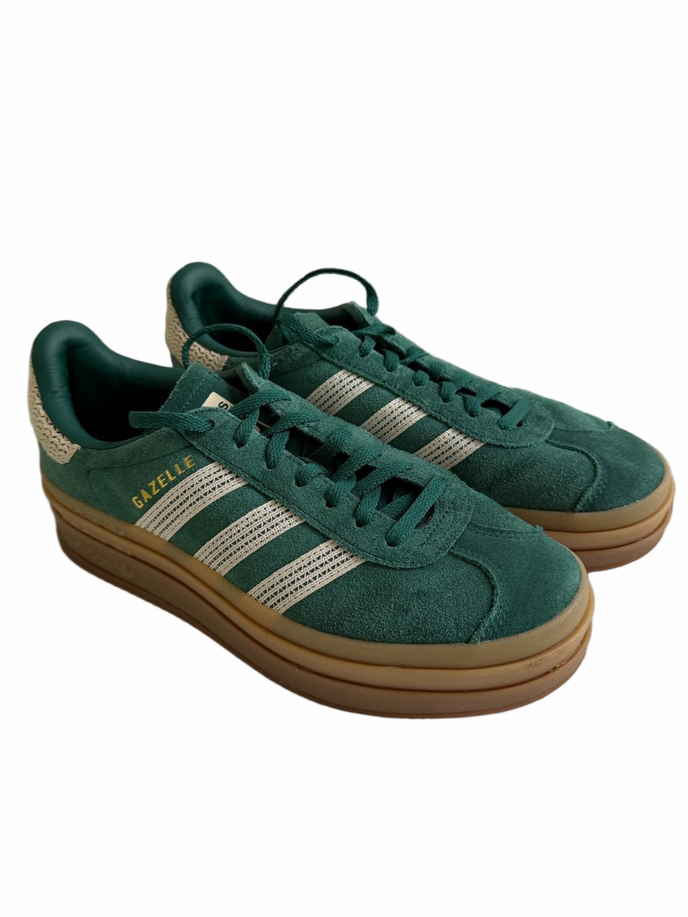 Adidas Gazelle Bold Collegiate Green Wonder White Platform Sneakers Size 8*